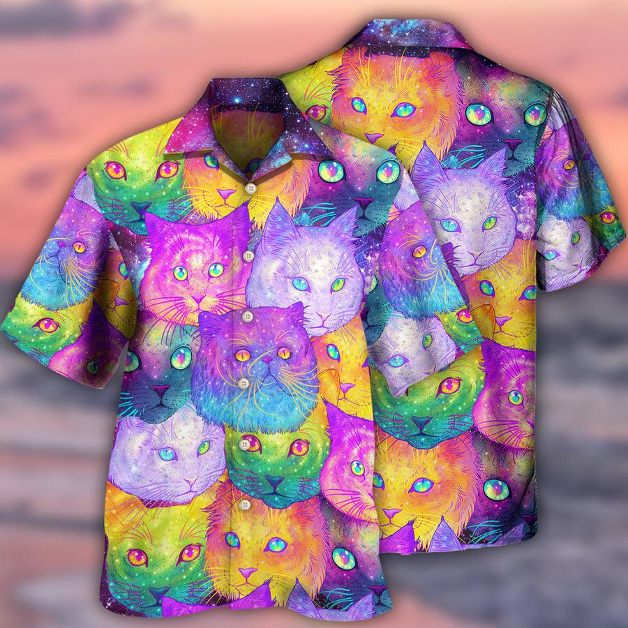 Cat Hawaiian Shirts For Summer, Cat Galaxy Colorful Cool Style Aloha Shirts - Perfect Gift For Men Women, Friend, Cat Lovers - Amzanimalsgift