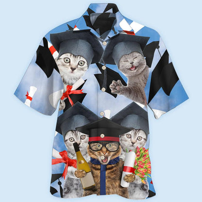 Cat Hawaiian Shirts For Summer, Cat Graduation Cute Cat Aloha Shirts, Best Colorful Cat Hawaiian Shirts Outfit For Men Women, Friend, Team, Cat Lovers - Amzanimalsgift