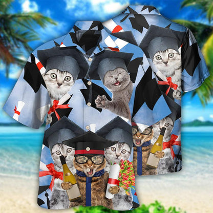 Cat Hawaiian Shirts For Summer, Cat Graduation Cute Cat Aloha Shirts, Best Colorful Cat Hawaiian Shirts Outfit For Men Women, Friend, Team, Cat Lovers - Amzanimalsgift