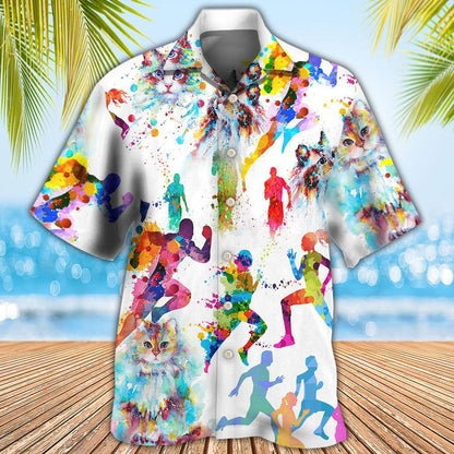 Cat Hawaiian Shirts For Summer, Cat I Like Cat And Running Aloha Shirts - Best Gift For Men Women, Friend, Team, Cat Lovers - Amzanimalsgift