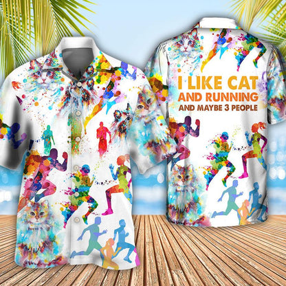 Cat Hawaiian Shirts For Summer, Cat I Like Cat And Running Aloha Shirts - Best Gift For Men Women, Friend, Team, Cat Lovers - Amzanimalsgift