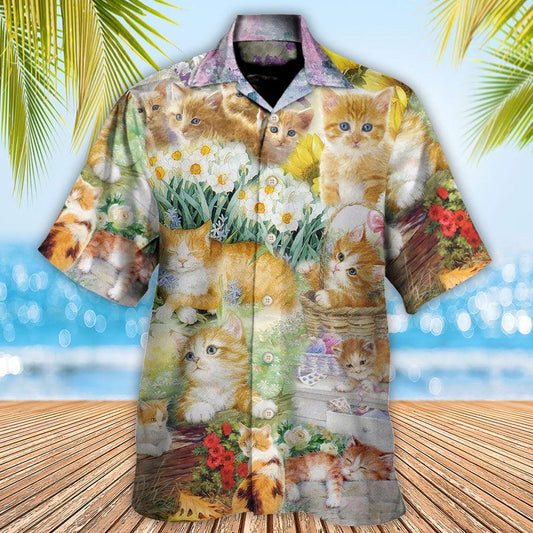 Cat Hawaiian Shirts For Summer, Cat Kitty Art Aloha Shirts - Best Cool Kitten Cat Hawaiian Shirts Outfit For Men Women, Friend, Team, Cat Lovers - Amzanimalsgift