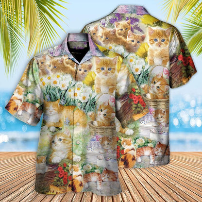 Cat Hawaiian Shirts For Summer, Cat Kitty Art Aloha Shirts - Best Cool Kitten Cat Hawaiian Shirts Outfit For Men Women, Friend, Team, Cat Lovers - Amzanimalsgift
