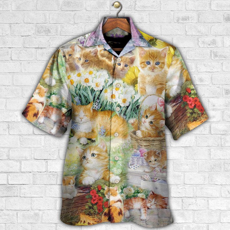 Cat Hawaiian Shirts For Summer, Cat Kitty Art Aloha Shirts - Best Cool Kitten Cat Hawaiian Shirts Outfit For Men Women, Friend, Team, Cat Lovers - Amzanimalsgift