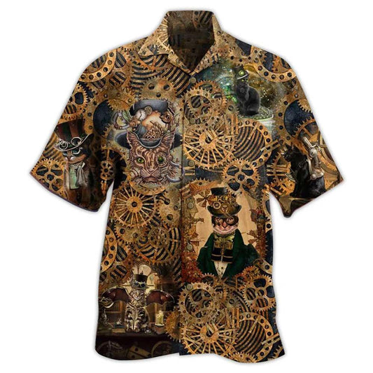 Cat Hawaiian Shirts For Summer, Cat Love Machine Vintage Aloha Shirts - Perfect Gift For Men Women, Gift For Friend, Team, Cat Lovers - Amzanimalsgift