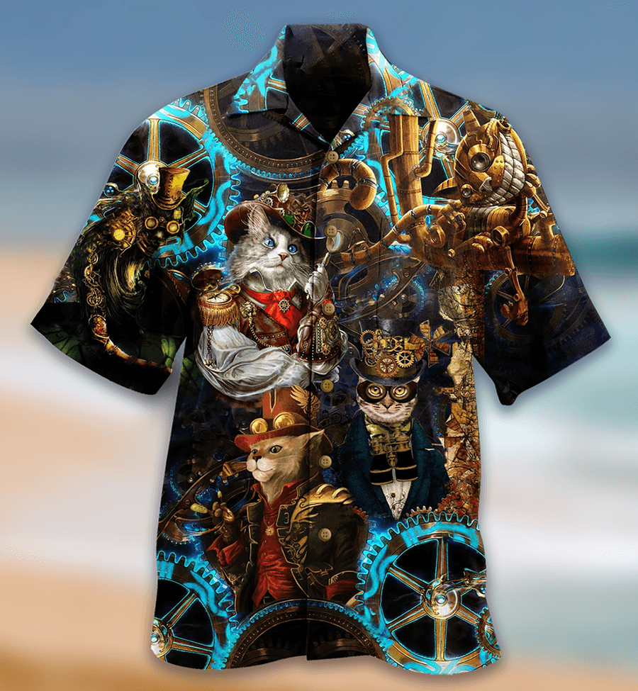 Cat Hawaiian Shirts For Summer, Cat Machine Magic Aloha Shirts, Best Cat Hawaiian Shirts Outfit For Men Women, Friend, Team, Cat Lovers - Amzanimalsgift