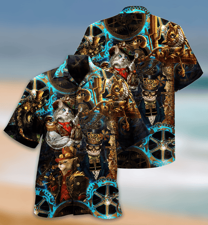 Cat Hawaiian Shirts For Summer, Cat Machine Magic Aloha Shirts, Best Cat Hawaiian Shirts Outfit For Men Women, Friend, Team, Cat Lovers - Amzanimalsgift