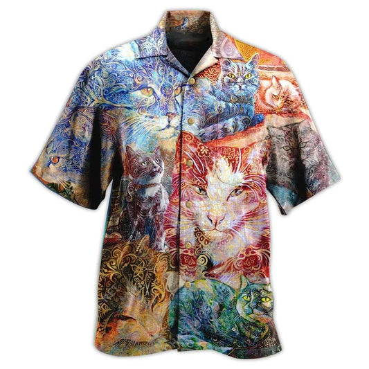 Cat Hawaiian Shirts For Summer, Cat Sleeping Blur Aloha Shirts, Best Colorful Cool Cat Hawaiian Shirts Outfit For Men Women, Friend, Team, Cat Lovers - Amzanimalsgift