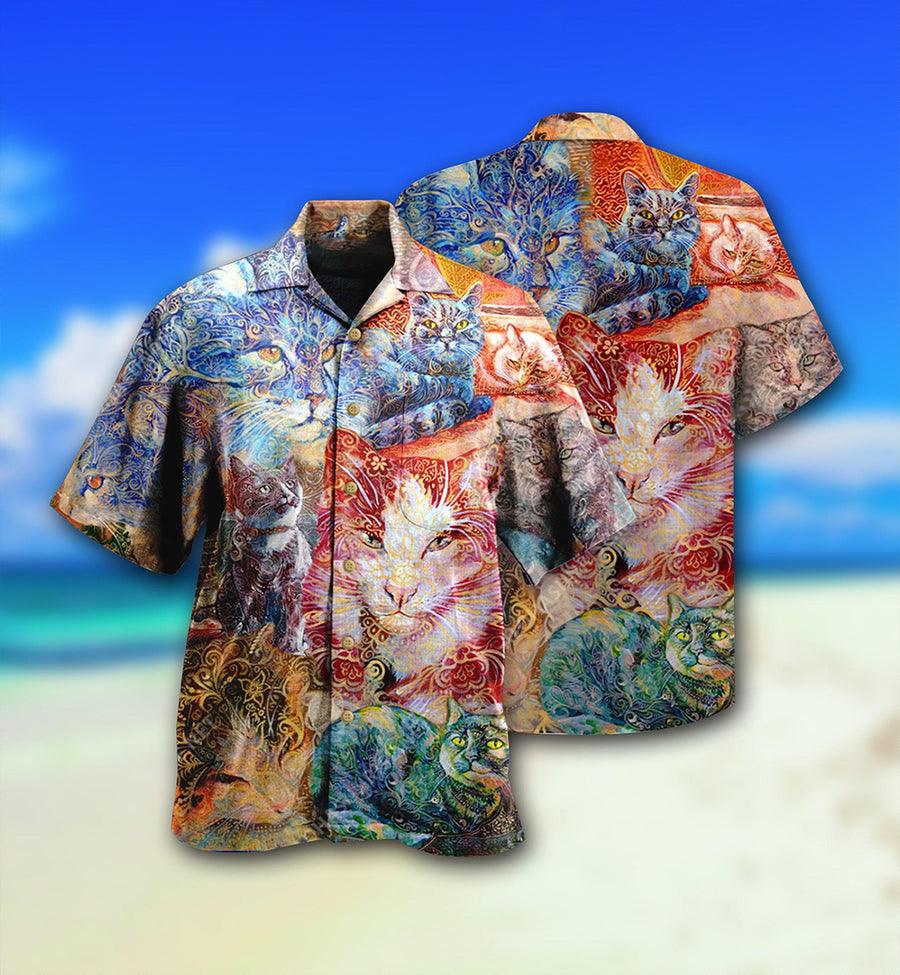 Cat Hawaiian Shirts For Summer, Cat Sleeping Blur Aloha Shirts, Best Colorful Cool Cat Hawaiian Shirts Outfit For Men Women, Friend, Team, Cat Lovers - Amzanimalsgift