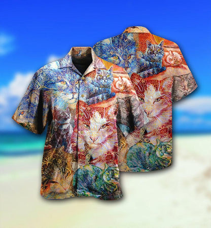 Cat Hawaiian Shirts For Summer, Cat Sleeping Blur Aloha Shirts, Best Colorful Cool Cat Hawaiian Shirts Outfit For Men Women, Friend, Team, Cat Lovers - Amzanimalsgift