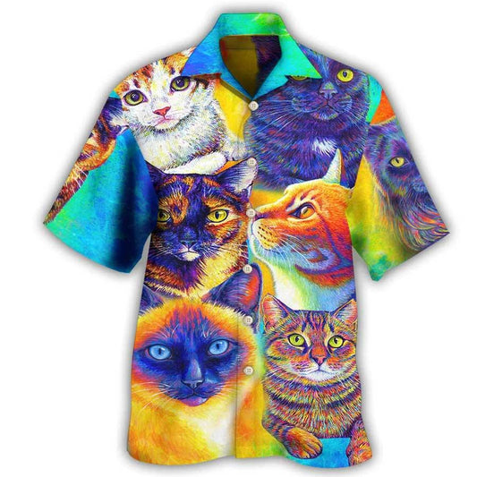 Cat Hawaiian Shirts For Summer, Colorful Cat Aloha Shirts, Best Cool Cat Hawaiian Shirts Outfit For Men Women, Friend, Team, Cat Lovers - Amzanimalsgift