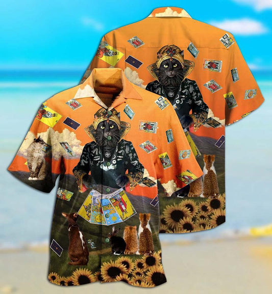 Cat Hawaiian Shirts For Summer, Tarot Style, Best Colorful Cat Hawaiian Shirts Outfit For Men Women, Friend, Team, Cat Lovers - Amzanimalsgift