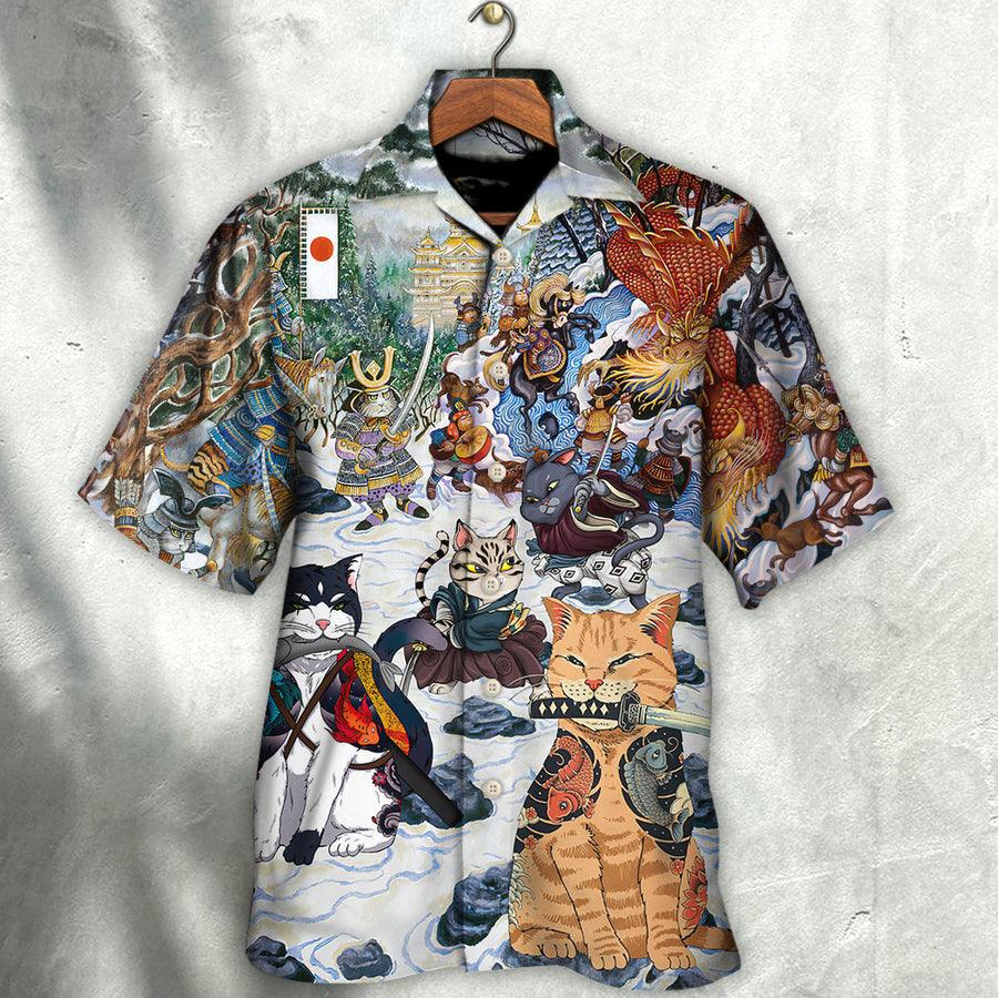 Cat Japanese Hawaiian Shirts For Summer - A Small Measure of Peace Hawaiian Shirt For, Best Cat Hawaiian Shirts Outfit For Men Women, Friend, Team, Cat Lovers - Amzanimalsgift