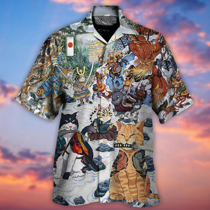 Cat Japanese Hawaiian Shirts For Summer - A Small Measure of Peace Hawaiian Shirt For, Best Cat Hawaiian Shirts Outfit For Men Women, Friend, Team, Cat Lovers - Amzanimalsgift