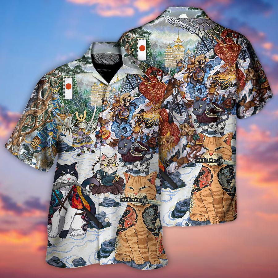 Cat Japanese Hawaiian Shirts For Summer - A Small Measure of Peace Hawaiian Shirt For, Best Cat Hawaiian Shirts Outfit For Men Women, Friend, Team, Cat Lovers - Amzanimalsgift