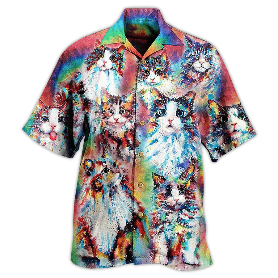 Cat Lover Aloha Shirt - Cat Baby Angel Color Hawaiian Shirt For Men And Women, Perfect Gifts For Cat Mom, Cat Dad, Friends, Family - Amzanimalsgift