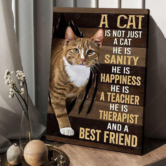 Cat Portrait Canvas - A Cat Is Not Just A Cat Canvas, Gift For Cat Lovers, Family, Friends, Mom Cat, Dad Cat - Amzanimalsgift