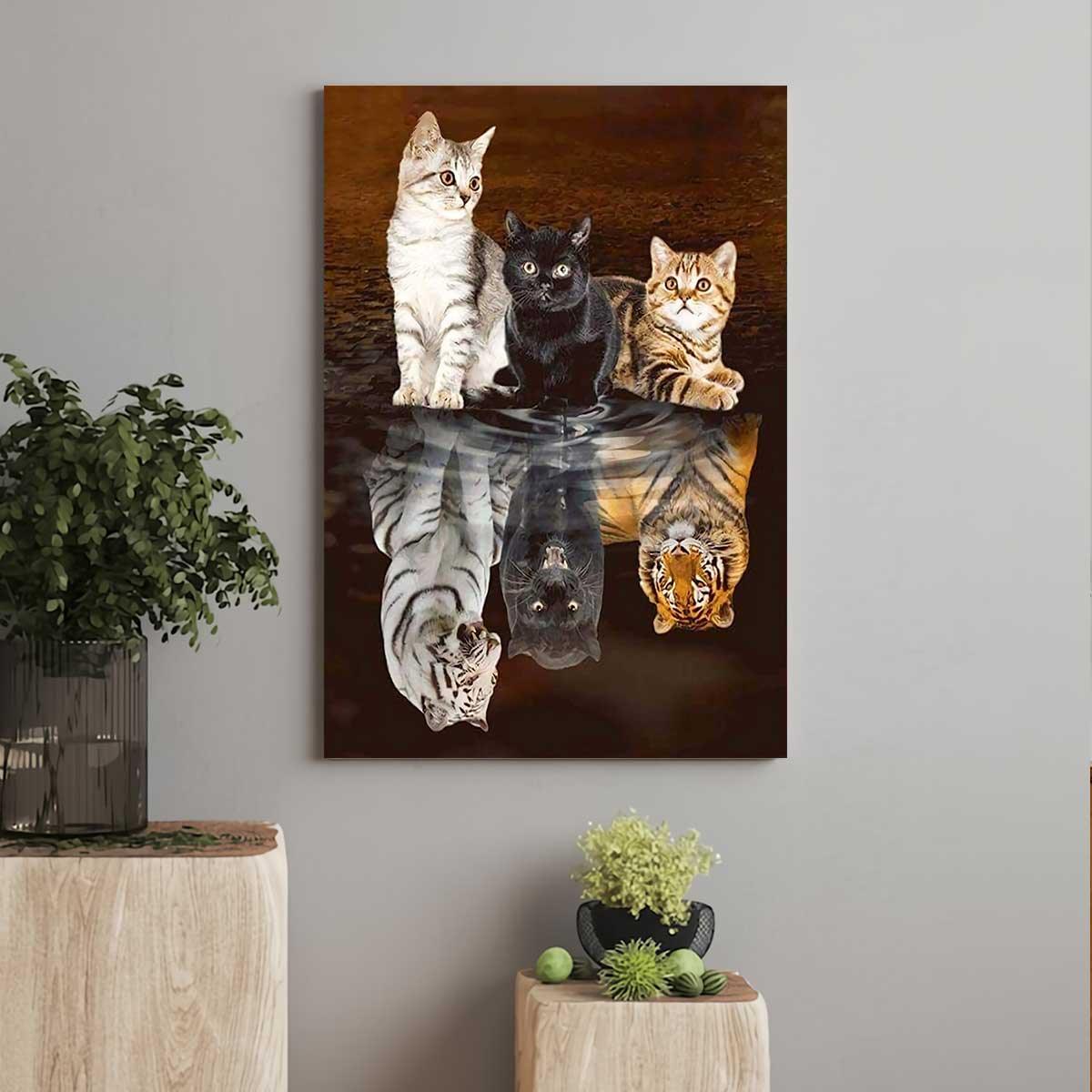Cat Portrait Canvas - Baby Cats Or Mighty Tigers Premium Wrapped Canvas - Pet Gift For Cat Lover, Friends, Family - Amzanimalsgift