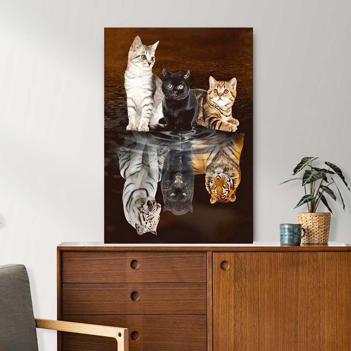 Cat Portrait Canvas - Baby Cats Or Mighty Tigers Premium Wrapped Canvas - Pet Gift For Cat Lover, Friends, Family - Amzanimalsgift
