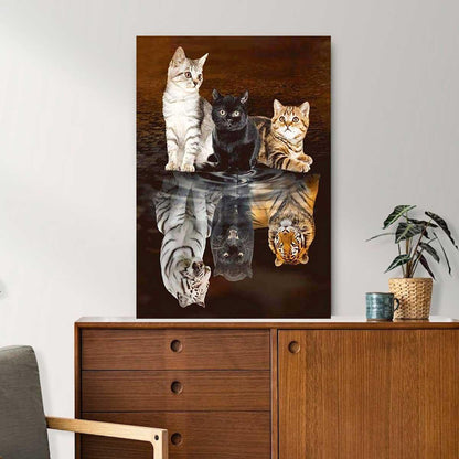 Cat Portrait Canvas - Baby Cats Or Mighty Tigers Premium Wrapped Canvas - Pet Gift For Cat Lover, Friends, Family - Amzanimalsgift