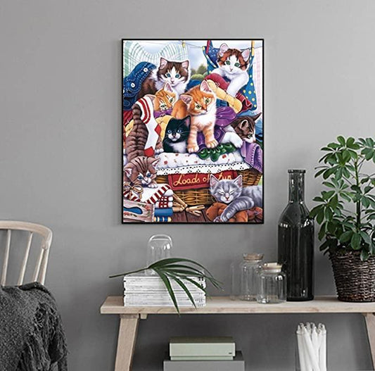 Cat Portrait Canvas - Beautiful Cats - Gift For Family, Friends, Cat Lovers, Cat Owners - Amzanimalsgift