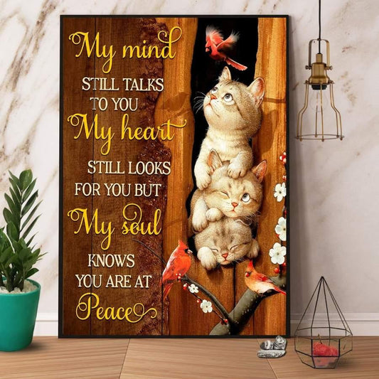 Cat Portrait Canvas - Cardinal My Mind Still Talks To You Canvas - Perfect Gift For Cat Lover, Friend, Family - Amzanimalsgift