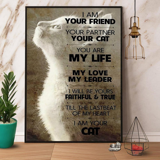 Cat Portrait Canvas - Cat I Am Your Friend Your Partner- Perfect Gift For Cat Lovers, Cat Owners - Amzanimalsgift