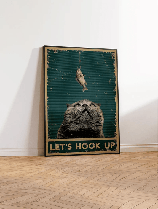 Cat Portrait Canvas - Cat Let's Hook Up, Funny Cat - Perfect Gift For Cat Lovers, Cat Owners - Amzanimalsgift