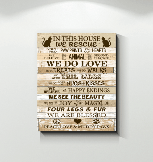 Cat Portrait Canvas - Cat Lovers In This House - Perfect Gift For Family, Friends, Cat Lovers, Cat Owners - Amzanimalsgift