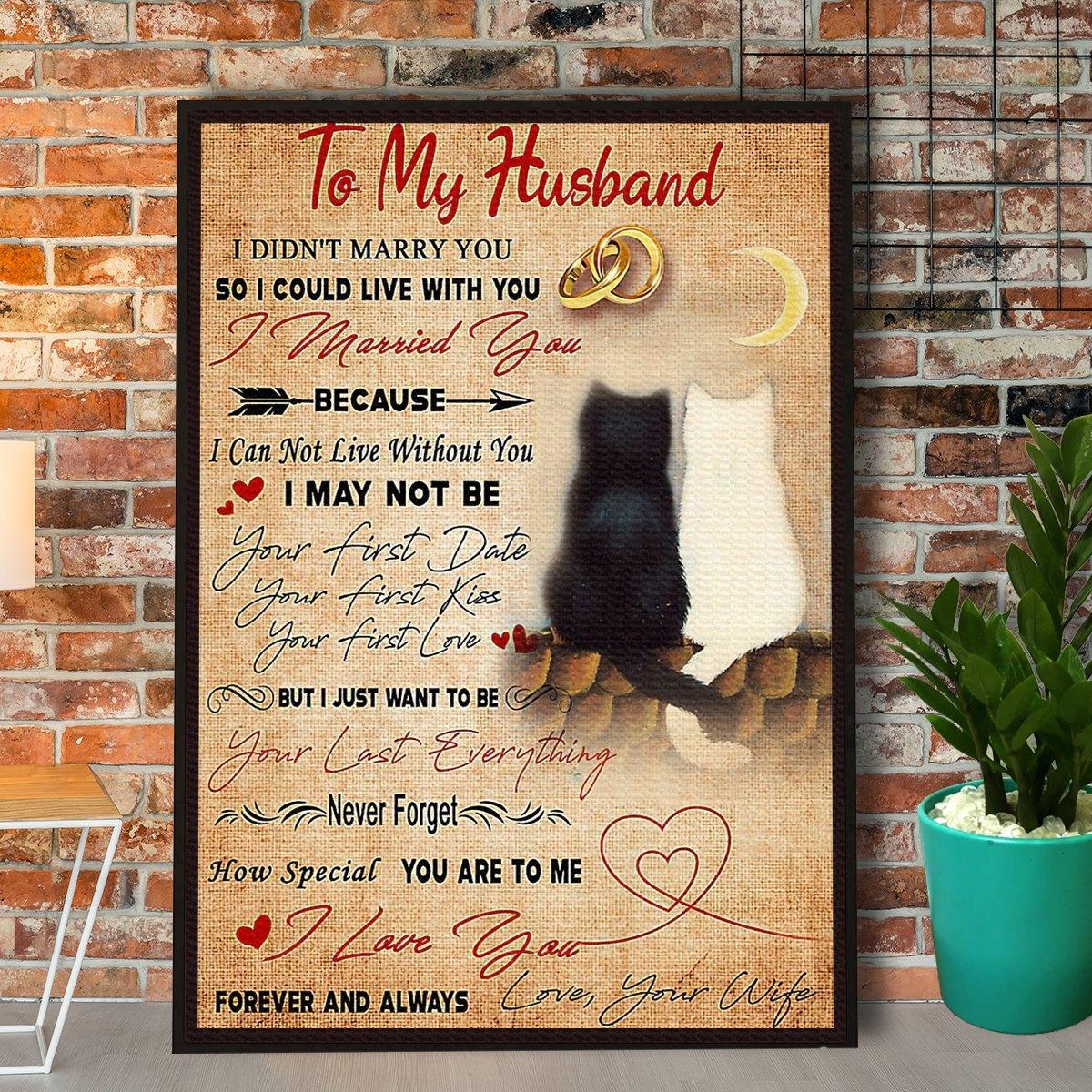 Cat Portrait Canvas - Cat Wife To My Husband I Love You Forever And Always Canvas - Perfect Gift For Cat Lover, Friend, Family - Amzanimalsgift