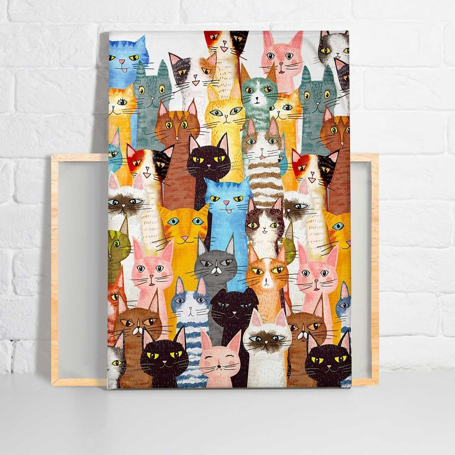 Cat Portrait Canvas - Colorful Cat Abstract Canvas - Perfect Gift For Cat Lover, Friend, Family - Amzanimalsgift
