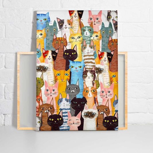 Cat Portrait Canvas - Colorful Cat Abstract Canvas - Perfect Gift For Cat Lover, Friend, Family - Amzanimalsgift
