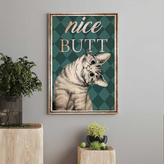 Cat Portrait Canvas - Funny Cat Nice Butt, Funny Cat Bathroom Matte Canvas, Premium Wrapped Canvas - Gift For Cat Lovers, Family, Friends - Amzanimalsgift