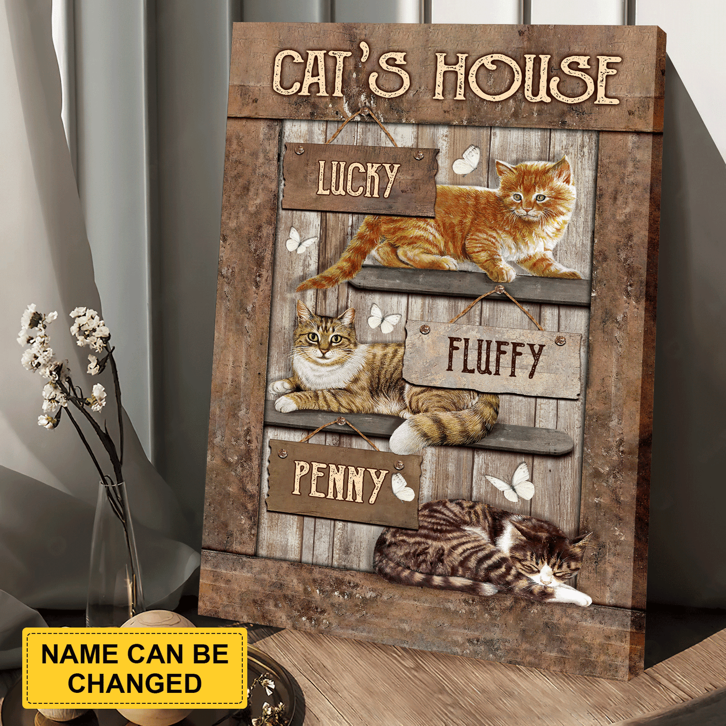Cat Portrait Canvas - Personalized Cat Memorial Canvas - Adorable cats, White butterfly, Verse of the day, Today I choose joy- Custom Gift For Cat Lovers - Amzanimalsgift