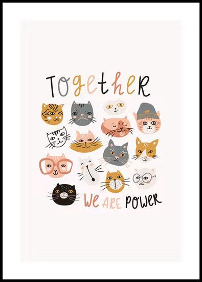 Cat Portrait Canvas - Togetther We Are Power Canvas - Perfect Gift For Cat, Friend, Family - Amzanimalsgift