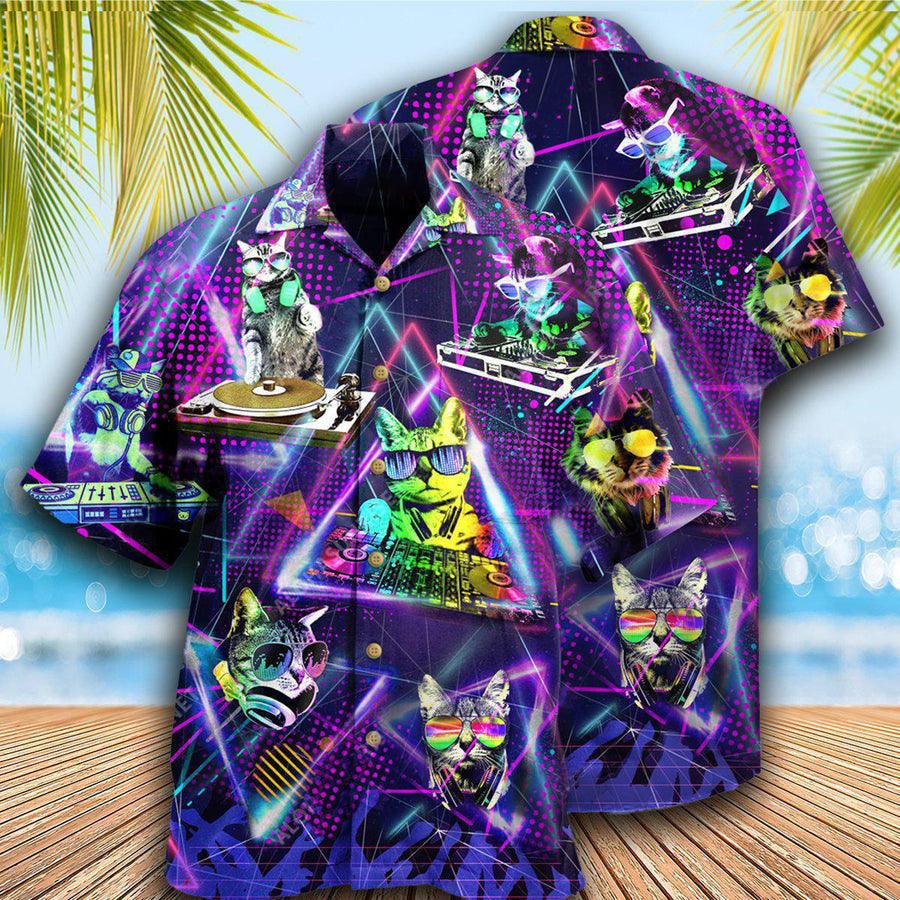 Cat So Cool DJ Aloha Hawaiian Shirt For Summer, Beautiful Cat Hawaiian Shirts Outfit For Men Women, Friend, Team, Cat Lovers - Amzanimalsgift