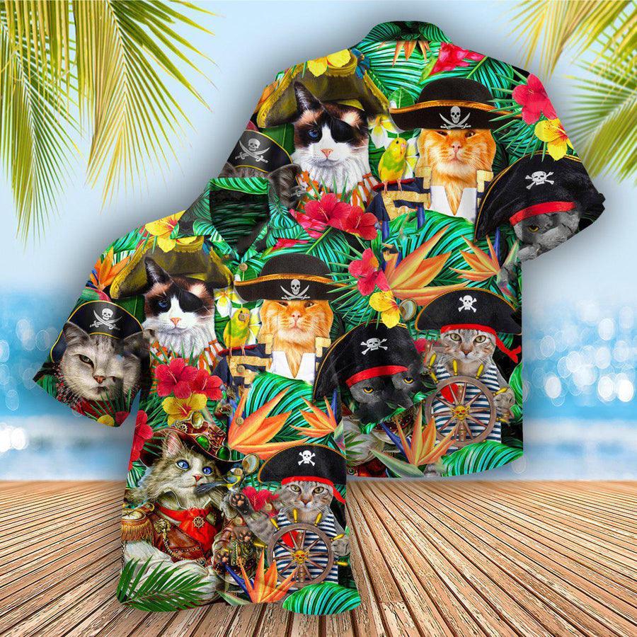 Cat Tropical Aloha Hawaiian Shirt For Summer, Cat It's Pirate Life For Me Hawaiian Shirts Outfit For Men Women, Friend, Team, Cat Lovers - Amzanimalsgift