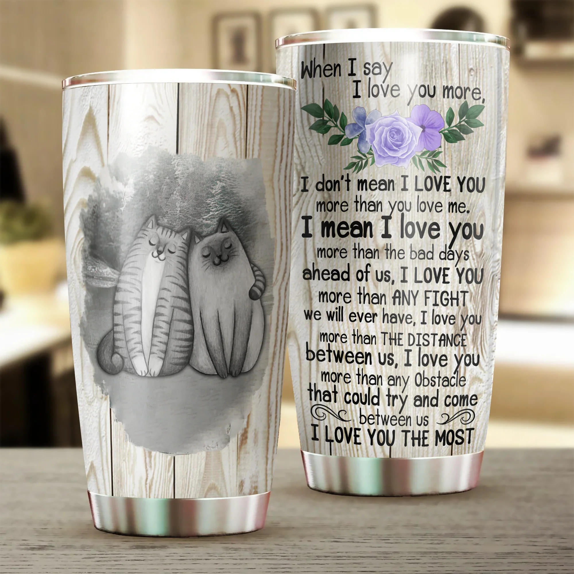Cat Tumbler, Cute Cat Couple, Gift for Cat Lovers, Cat Mom Dad, Mother's Day, Couples, Husband, Wife, Parents, Lovers - Amzanimalsgift