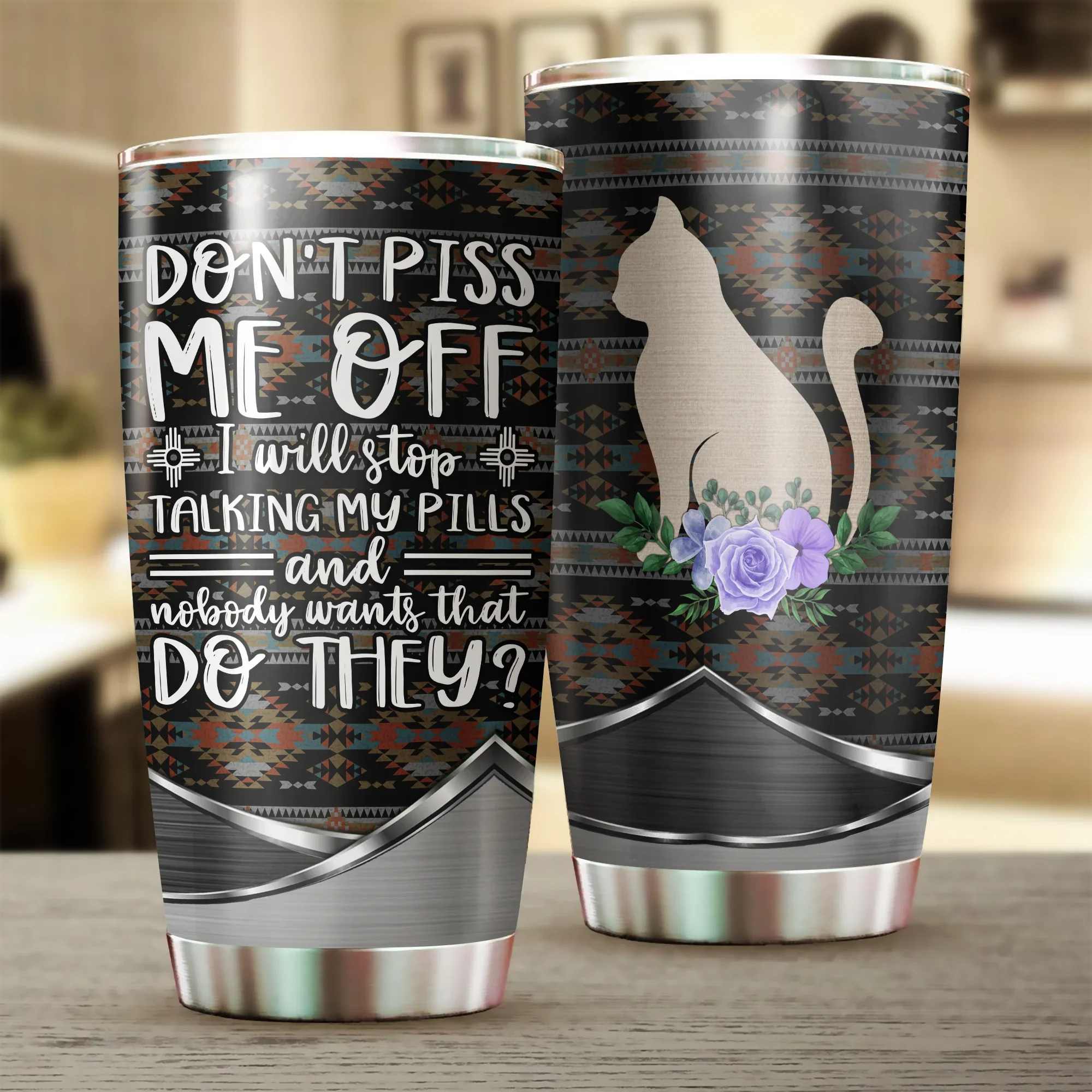 Cat Tumbler, Gift for Cat Lovers, Cat Mom Dad, Mother's Day, Couples, Husband, Wife, Parents, Lovers, Don't Piss Me Off - Amzanimalsgift