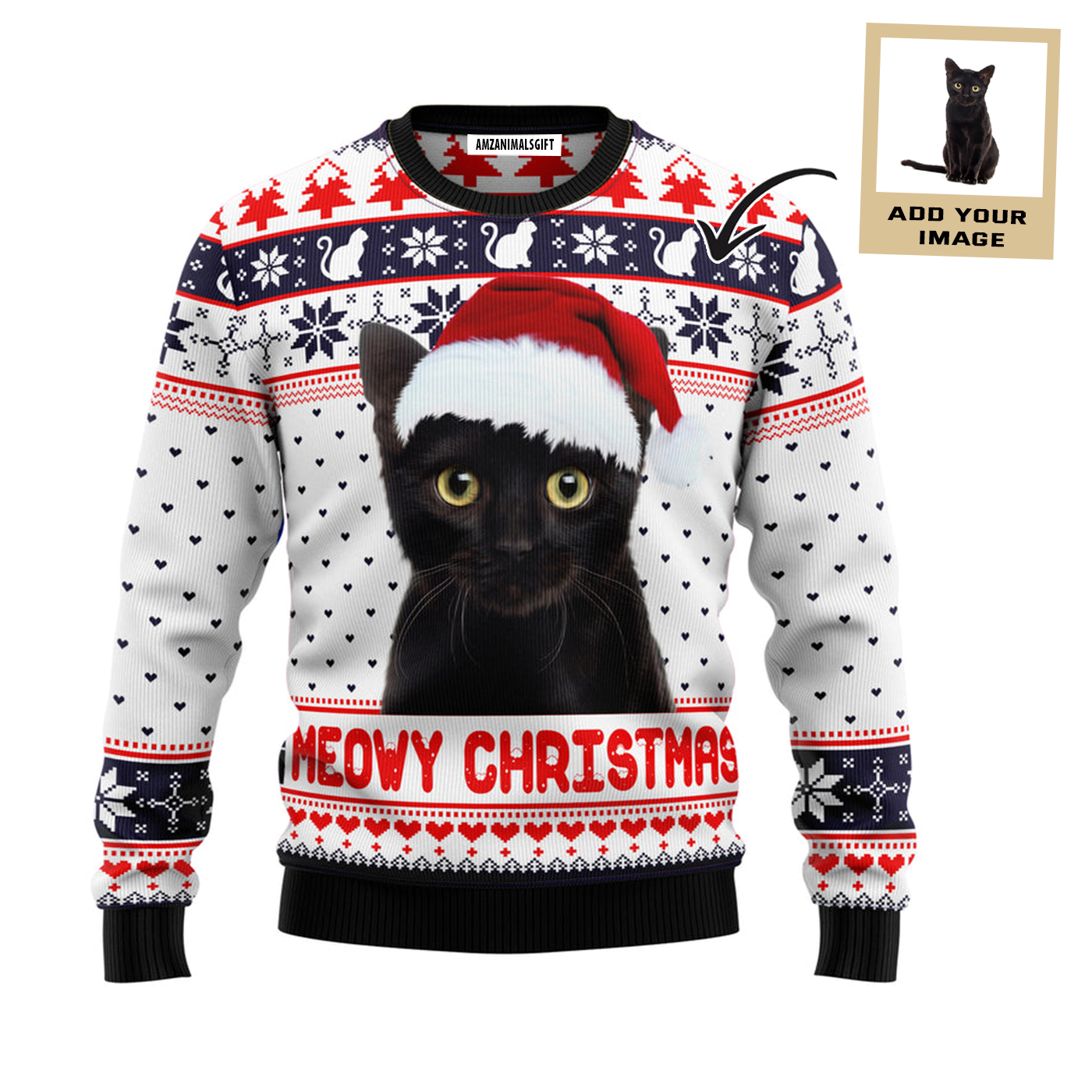 Cat Ugly Christmas Sweater, Custom Cat Photo Sweater, Perfect Gift and Outfit For Christmas, Halloween, Winter