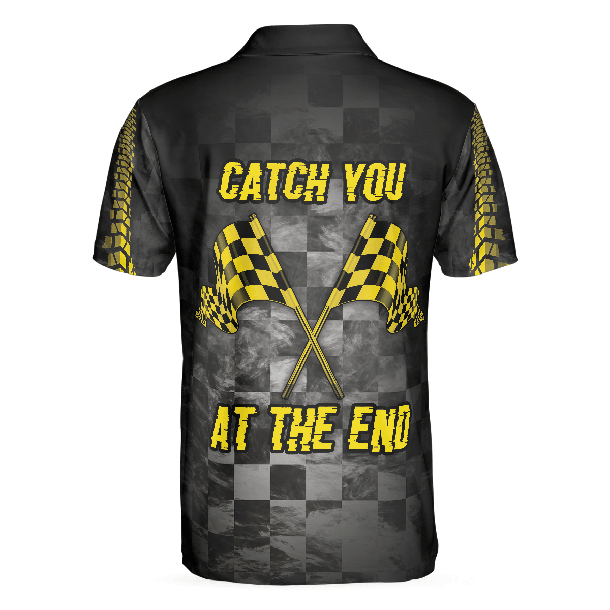 Catch You At The End Racing Short Sleeve Polo Shirt, Checker Pattern Race Polo Shirt, Best Racer Shirt For Men, Polo Shirt Gift For Men - Amzanimalsgift