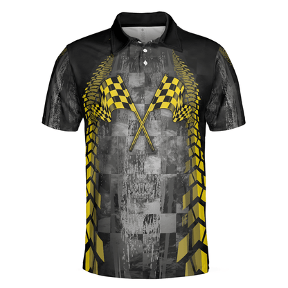 Catch You At The End Racing Short Sleeve Polo Shirt, Checker Pattern Race Polo Shirt, Best Racer Shirt For Men, Polo Shirt Gift For Men - Amzanimalsgift