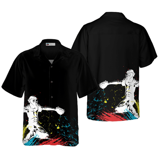 Catcher Silhouette Baseball Hawaiian Shirt, Colorful Summer Aloha Shirt For Men Women, Perfect Gift For Friend, Family, Team, Baseball Lovers - Amzanimalsgift