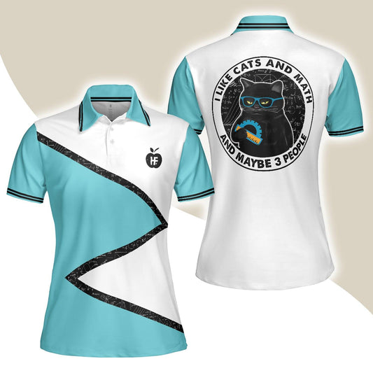 Cats And Math Women Polo Shirt, I Like Cats And Math And Maybe 3 People Women Polo Shirts, Best Gift For Cat and Math Lovers - Amzanimalsgift