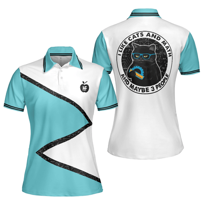 Cats And Math Women Polo Shirt, I Like Cats And Math And Maybe 3 People Women Polo Shirts, Best Gift For Cat and Math Lovers - Amzanimalsgift