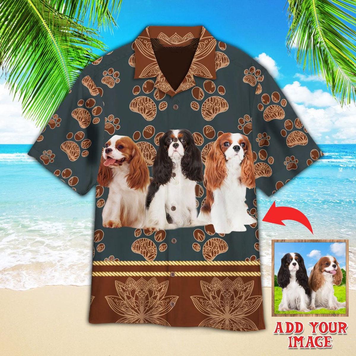 Cavalier Custom Photo Hawaiian Shirt, Personalized Hawaiian Shirts - Perfect Gift For Cavalier Lovers, Dog Lover, Family, Friends - Amzanimalsgift