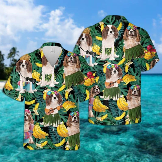 Cavalier King Charles Spaniel Hawaiian Shirt, Tropical Summer Leaves Aloha Shirt For Me - Perfect Gift For Cavalier Lovers, Friends, Family - Amzanimalsgift