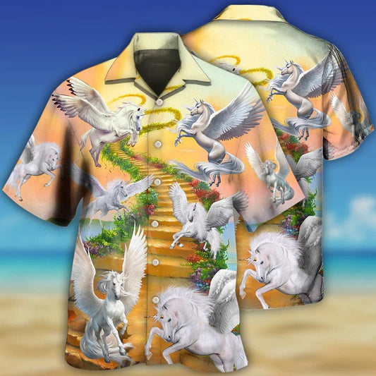Celestial Horse Hawaiian Shirts - Celestial Horse On The Way To Heaven Hawaiian Shirt For Summer - Perfect Gift For Men, Celestial Horse Lovers - Amzanimalsgift