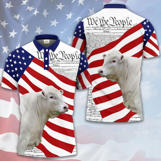 Charolais Men Polo Shirts For Summer - Charolais States Of America Polo Shirts For Men - Perfect Gift For Charolais Lovers, Cattle Lovers - Amzanimalsgift