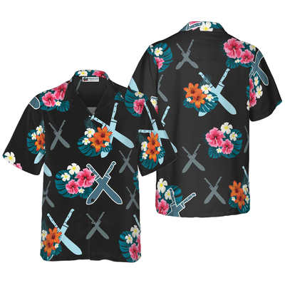 Chef Hawaiian Shirt, Chef Knives Tropical Aloha Shirt For Men - Gift For Chef, Husband, Boyfriend, Family, Friends - Amzanimalsgift